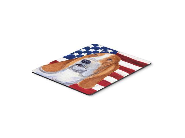 Caroline's Treasures Mouse/Hot Pad/Trivet USA American Flag with Basset Hound (SS4013MP)