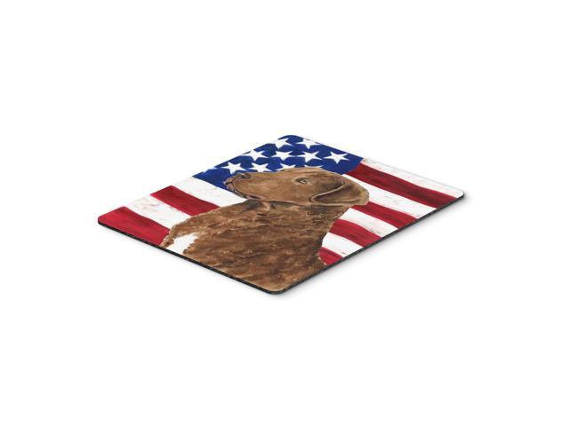 Caroline's Treasures Mouse/Hot Pad/Trivet USA American Flag with Curly Coated Retriever (SS4016MP)