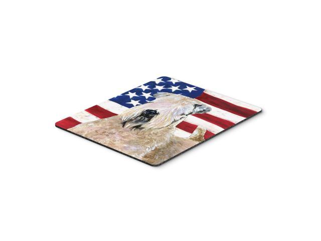 Caroline's Treasures Mouse/Hot Pad/Trivet USA American Flag with Wheaten Terrier Soft Coated (SS4019MP)