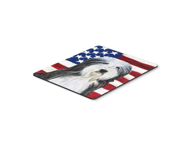 Caroline's Treasures Mouse/Hot Pad/Trivet USA American Flag with Bearded Collie (SS4024MP)
