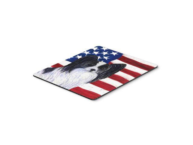 Caroline's Treasures Mouse/Hot Pad/Trivet USA American Flag with Papillon (SS4032MP)