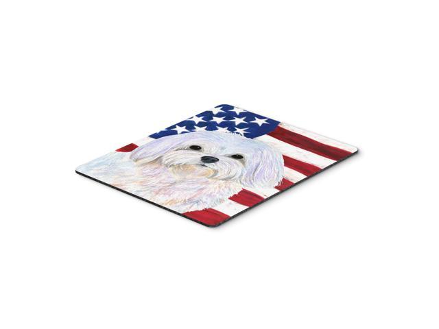 Caroline's Treasures Mouse/Hot Pad/Trivet USA American Flag with Maltese (SS4044MP)