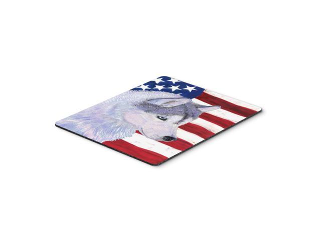 Caroline's Treasures Mouse/Hot Pad/Trivet USA American Flag with Siberian Husky (SS4220MP)