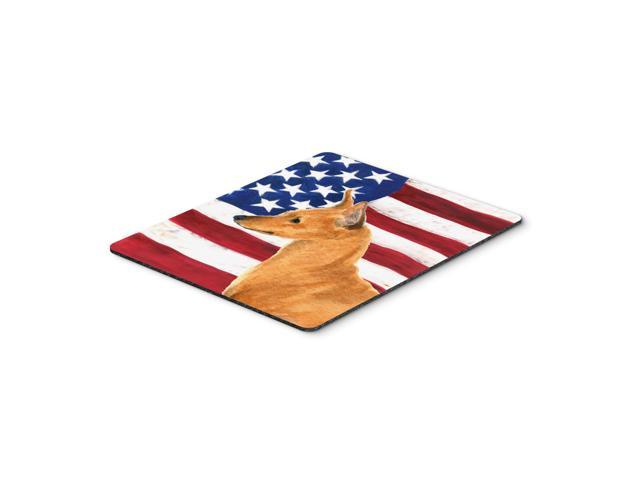 Caroline's Treasures Mouse/Hot Pad/Trivet USA American Flag with Min Pin (SS4222MP)