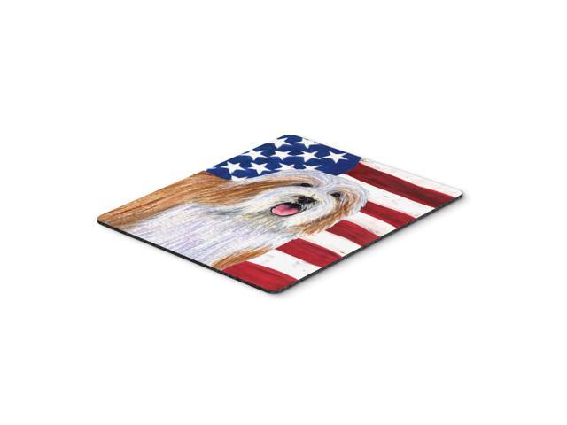 Caroline's Treasures Mouse/Hot Pad/Trivet USA American Flag with Bearded Collie (SS4245MP)