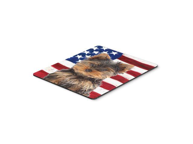 Caroline's Treasures USA American Flag with Yorkie Puppy/Yorkshire Terrier Mouse Pad/Trivet (KJ1160MP)
