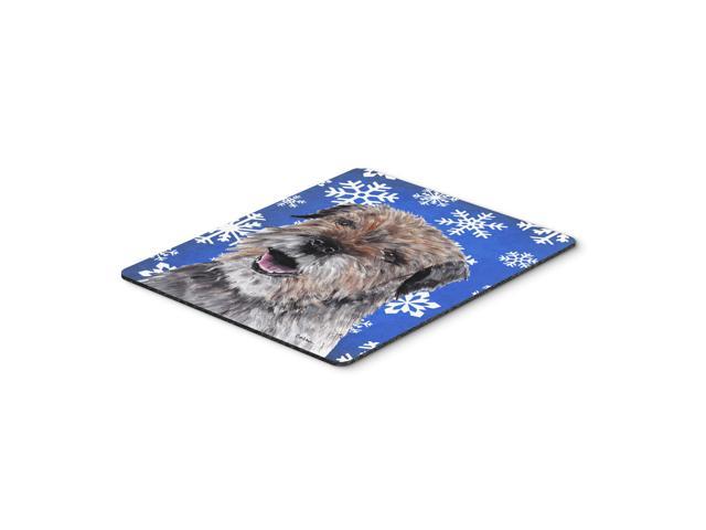 Caroline's Treasures Border Terrier Blue Snowflake Winter Mouse Pad/Hot Pad/Trivet (SC9599MP)