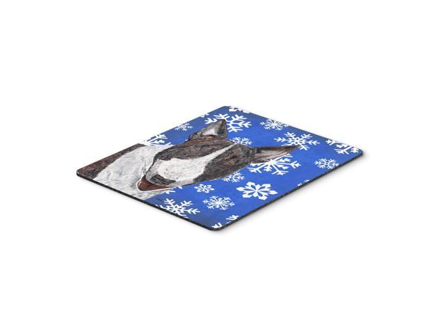 Caroline's Treasures Bull Terrier Blue Snowflake Winter Mouse Pad/Hot Pad/Trivet (SC9603MP)