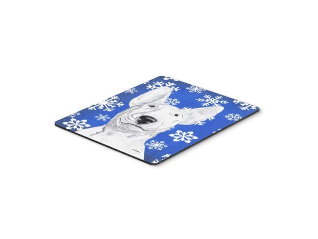 Caroline's Treasures Bull Terrier Blue Snowflake Winter Mouse Pad/Hot Pad/Trivet (SC9604MP)