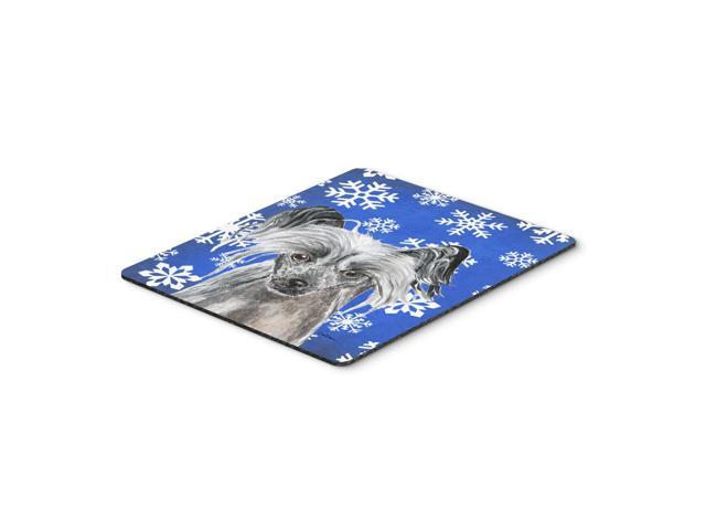 Caroline's Treasures Chinese Crested Blue Snowflake Winter Mouse Pad/Hot Pad/Trivet (SC9606MP)
