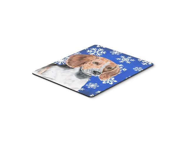 Caroline's Treasures English Foxhound Blue Snowflake Winter Mouse Pad/Hot Pad/Trivet (SC9607MP)