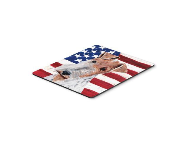 Caroline's Treasures Wire Fox Terrier with American Flag USA Mouse Pad/Hot Pad/Trivet (SC9628MP)