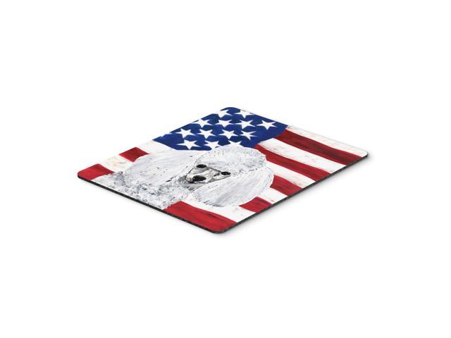 Caroline's Treasures White Toy Poodle with American Flag USA Mouse Pad/Hot Pad/Trivet (SC9629MP)