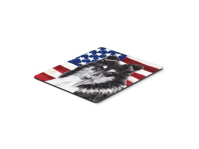 Caroline's Treasures Black & White Collie with American Flag USA Mouse Pad/Hot Pad/Trivet (SC9630MP)