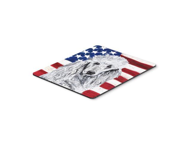 Caroline's Treasures White Standard Poodle with American Flag USA Mouse Pad/Hot Pad/Trivet (SC9631MP)