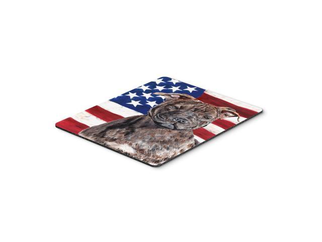 Caroline's Treasures Staffordshire Bull Terrier Staffie with American Flag USA Mouse Pad/Trivet (SC9633MP)