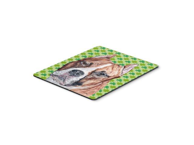 Caroline's Treasures Staffordshire Bull Terrier Staffie Lucky Shamrock St. Patrick's Day Mouse Pad (SC9728MP)