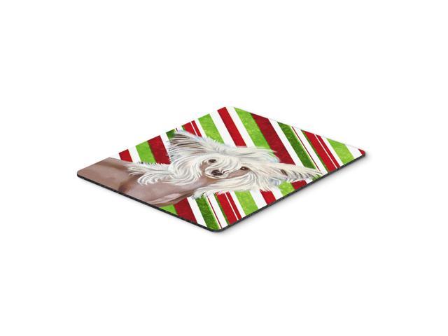 Caroline's Treasures Chinese Crested Candy Cane Holiday Christmas Mouse Pad/Hot Pad/Trivet (LH9257MP)