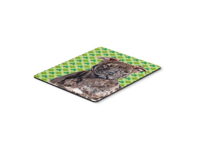 Caroline's Treasures Staffordshire Bull Terrier Staffie Lucky Shamrock St. Patrick's Day Mouse Pad (SC9729MP)