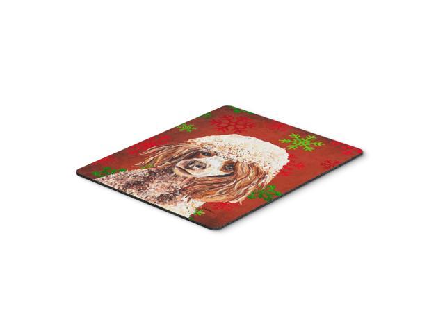 Caroline's Treasures Red Miniature Poodle Red Snowflakes Holiday Mouse Pad/Hot Pad/Trivet (SC9747MP)