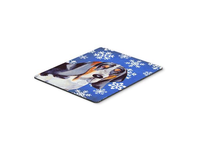Caroline's Treasures Basset Hound Winter Snowflakes Holiday Mouse Pad/Hot Pad/Trivet (LH9282MP)