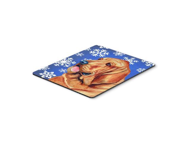 Caroline's Treasures Bloodhound Winter Snowflakes Holiday Mouse Pad/Hot Pad/Trivet (LH9286MP)