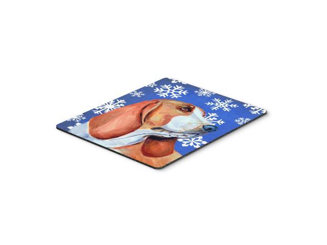Caroline's Treasures Basset Hound Winter Snowflakes Holiday Mouse Pad/Hot Pad/Trivet (LH9287MP)
