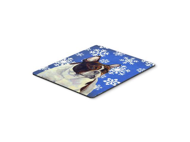Caroline's Treasures French Bulldog Winter Snowflakes Holiday Mouse Pad/Hot Pad/Trivet (LH9292MP)