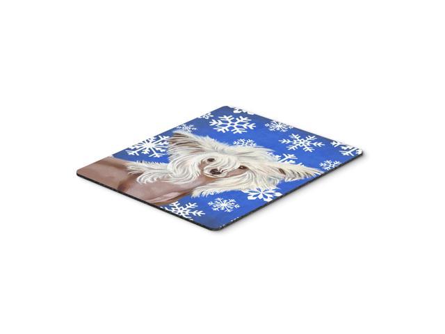 Caroline's Treasures Chinese Crested Winter Snowflakes Holiday Mouse Pad/Hot Pad/Trivet (LH9302MP)
