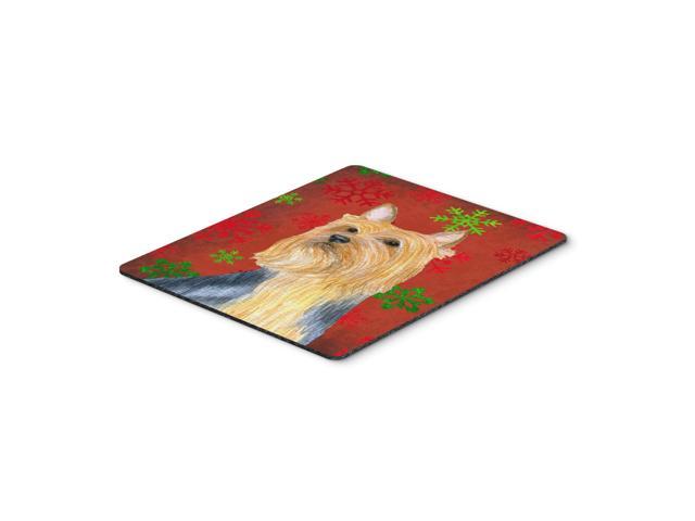 Caroline's Treasures Silky Terrier Red & Green Snowflakes Christmas Mouse Pad/Hot Pad/Trivet (LH9316MP)