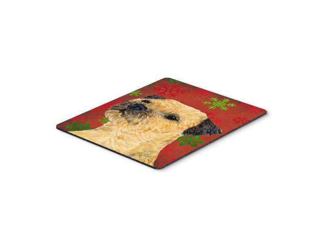 Caroline's Treasures Border Terrier Red & Green Snowflakes Christmas Mouse Pad/Hot Pad/Trivet (LH9323MP)