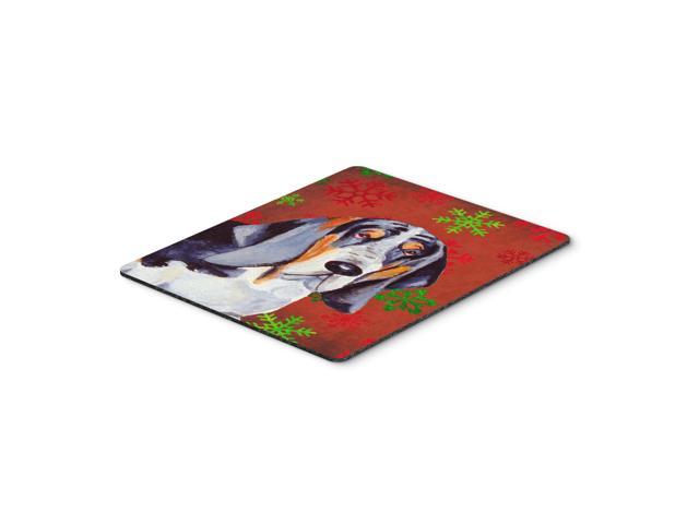 Caroline's Treasures Basset Hound Red & Green Snowflakes Christmas Mouse Pad/Hot Pad/Trivet (LH9327MP)