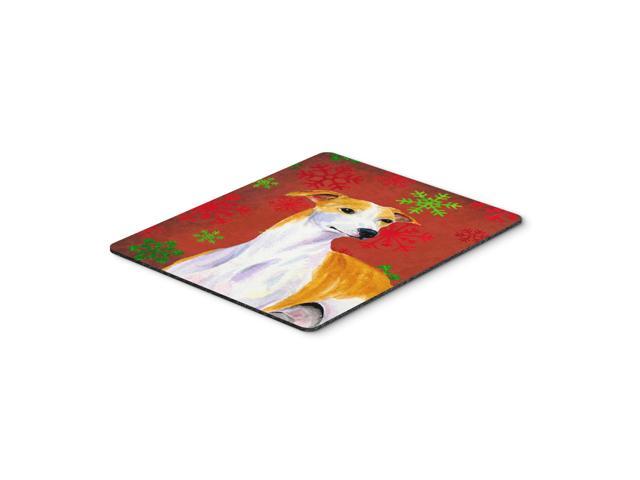Caroline's Treasures Whippet Red and Green Snowflakes Holiday Christmas Mouse Pad, Hot Pad/Trivet (LH9328MP)