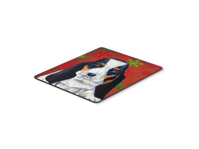 Caroline's Treasures Basset Hound Red & Green Snowflakes Christmas Mouse Pad/Hot Pad/Trivet (LH9329MP)