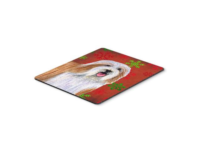 Caroline's Treasures Bearded Collie Red & Green Snowflakes Christmas Mouse Pad/Hot Pad/Trivet (LH9330MP)