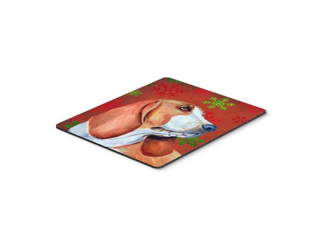 Caroline's Treasures Basset Hound Red & Green Snowflakes Christmas Mouse Pad/Hot Pad/Trivet (LH9332MP)