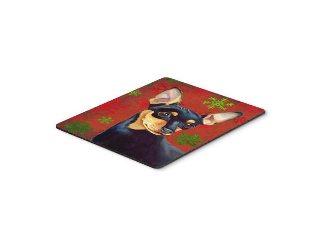 Caroline's Treasures Min Pin Red and Green Snowflakes Holiday Christmas Mouse Pad, Hot Pad/Trivet (LH9335MP)