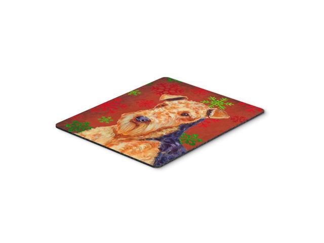 Caroline's Treasures Airedale Red & Green Snowflakes Christmas Mouse Pad/Hot Pad/Trivet (LH9336MP)
