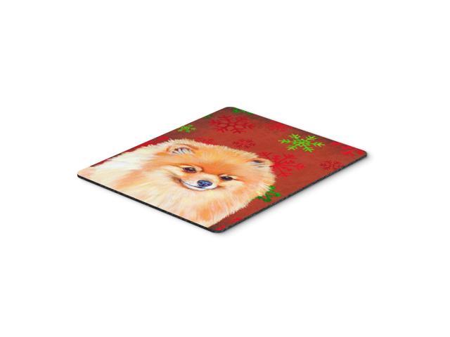 Caroline's Treasures Pomeranian Red & Green Snowflakes Christmas Mouse Pad/Hot Pad/Trivet (LH9350MP)