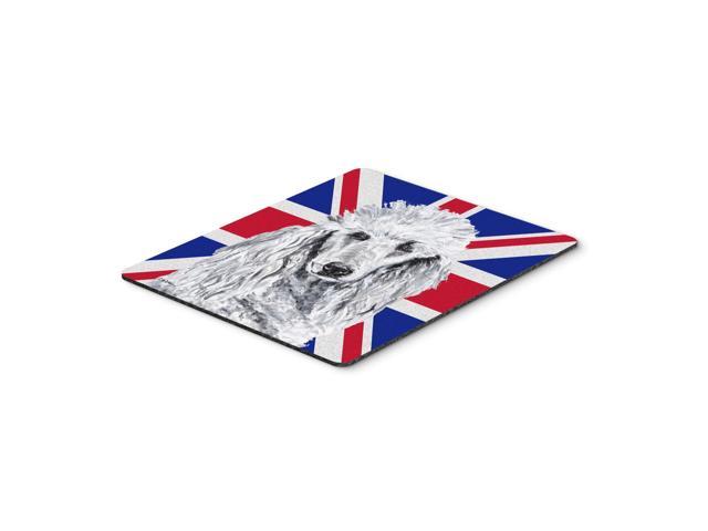 Caroline's Treasures White Standard Poodle with English Union Jack British Flag Mouse Pad/Trivet (SC9884MP)