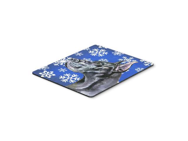 Caroline's Treasures Black Great Dane Winter Snowflakes Holiday Mouse Pad/Hot Pad/Trivet (LH9585MP)