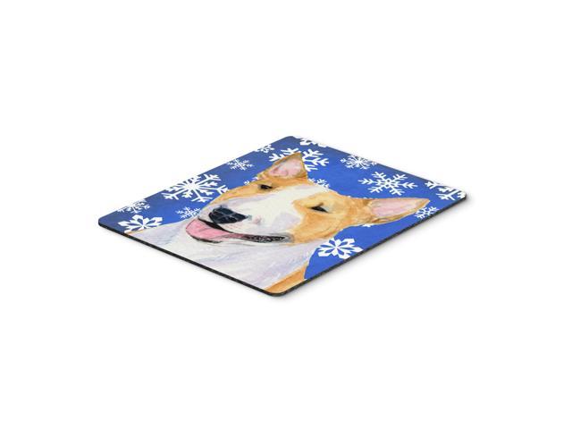 Caroline's Treasures Bull Terrier Winter Snowflakes Holiday Mouse Pad/Hot Pad/Trivet (SS4634MP)