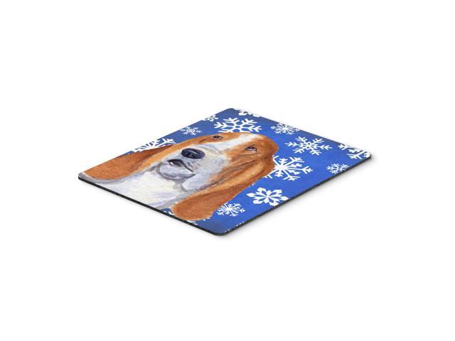 Caroline's Treasures Basset Hound Winter Snowflakes Holiday Mouse Pad/Hot Pad/Trivet (SS4666MP)