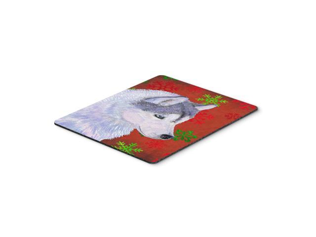 Caroline's Treasures Siberian Husky Red & Green Snowflakes Christmas Mouse Pad/Hot Pad/Trivet (SS4671MP)