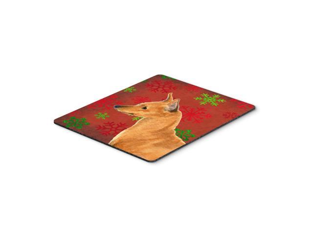 Caroline's Treasures Min Pin Red and Green Snowflakes Holiday Christmas Mouse Pad, Hot Pad/Trivet (SS4673MP)