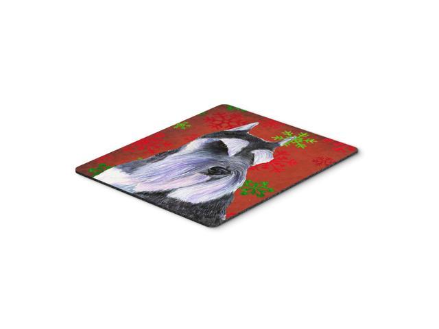 Caroline's Treasures Schnauzer Red & Green Snowflakes Christmas Mouse Pad/Hot Pad/Trivet (SS4684MP)