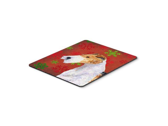 Caroline's Treasures Fox Terrier Red & Green Snowflakes Christmas Mouse Pad/Hot Pad/Trivet (SS4685MP)