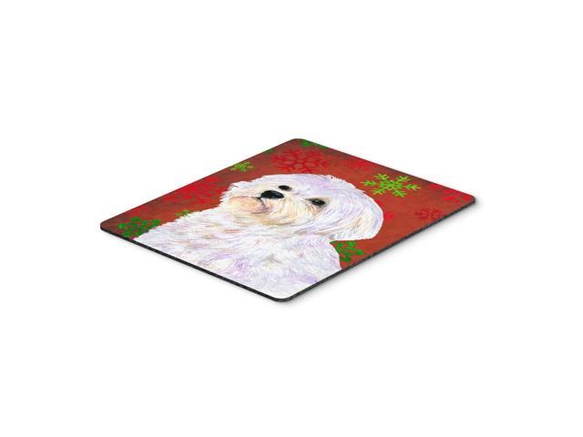 Caroline's Treasures Maltese Red and Green Snowflakes Holiday Christmas Mouse Pad, Hot Pad/Trivet (SS4688MP)