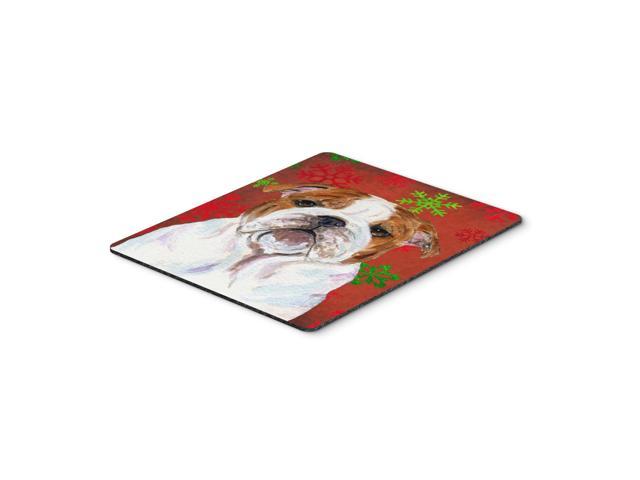 Caroline's Treasures Bulldog English Red and Green Snowflakes Christmas Mouse Pad, Hot Pad/Trivet (SS4691MP)