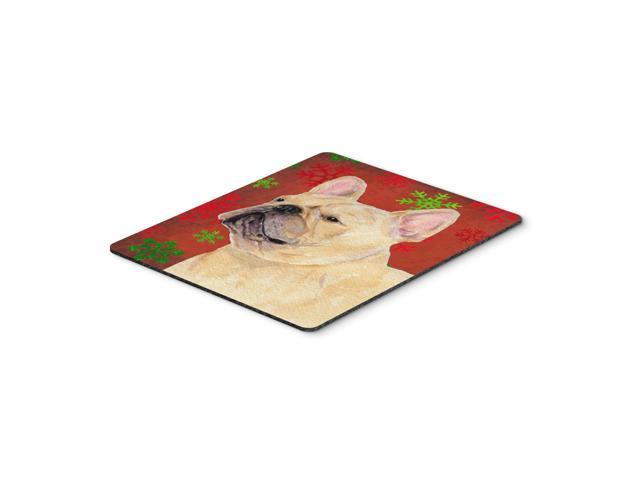 Caroline's Treasures French Bulldog Red & Green Snowflakes Christmas Mouse Pad/Hot Pad/Trivet (SS4692MP)